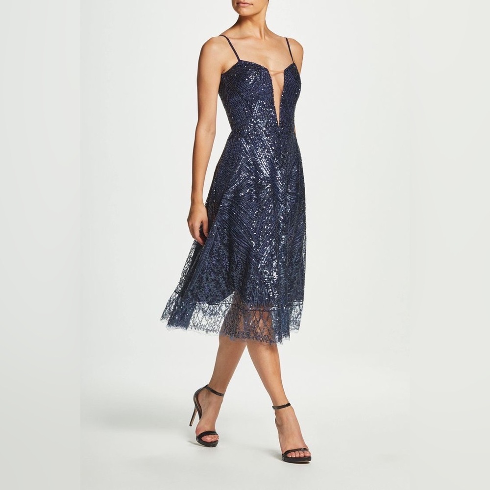 Leona Art Deco Sequin Fit & Flare Dress